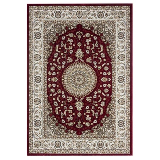 Maschinenwebteppich DUBAI, Rot - Beige - 160 x 230 cm - orientalisches Muster