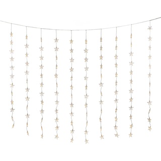 G (A bis G) LED-Lichtervorhang KONSTSMIDE "Weihnachtsdeko" Lichterketten Gr. 120 St., 5 m, farblos (transparent) Fensterdeko Deko 120 Sterne, bernsteinfarbene Dioden