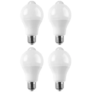 ISTOVO 4er-Pack E27 LED-Bewegungssensor Glühbirne LED-Lampe PIR-Sensor-Lampe Automatisch EIN/Aus Nachtlicht für Veranda, Treppen, Garagenbeleuchtung 9W