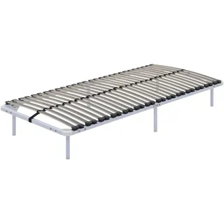 i-flair Lattenrost Metallbett Ortho 90x200 cm Weiß – Gästebett/Futonbett mit Füßen & Stauraum, Stabiler Lattenrahmen für alle Betten & Matratzen geeignet, 28 cm hoch