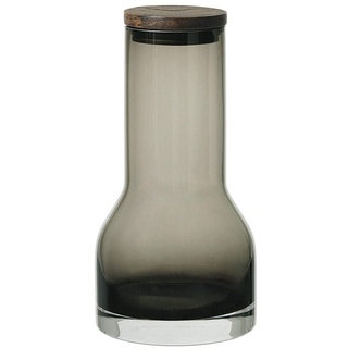 blomus -LUNGO- Wasserkaraffe, mundgeblasenes, farbiges Glas, Deckel aus Eiche, 650ml, Farbe Smoke (64171)