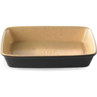 Römertopf BBQ Grillschale groß, 36,5 x 23 x 6,7 cm, Auflaufform aus feuerfestem Ton, 2,1 Liter, schwarz hochglänzend außen, innen natur glasiert, für Grill & Backofen, kratzfest, spülmaschinengeeignet