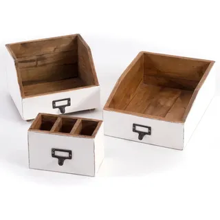 Design Delights Organizer-Set, Weiß, Holz, 16x21x24 cm, Arbeitszimmer, Schreibtische