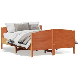 vidaXL Massivholzbett ohne Matratze Wachsbraun 120x200 cm Kiefernholz