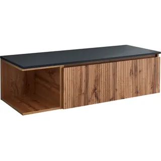 BASIC by Balculina Waschbeckenunterschrank BASIC BY BALCULINA "Loris BxHxT 120x34x47 cm", wotaneichefarben, schwarz, wotaneichefarben, schwarz, B:120cm H:34cm T:47cm, Schränke, Waschbeckenunterschrank, Breite 120cm, Softclose, L/R montierbar