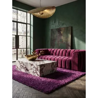 KADIMA DESIGN Teppich Unifarben Polypropylen Wohnzimmer Shaggy Teppich Hochflor, Läufer, Höhe: 32 mm, Handwäsche, Rücken aus Jute, Gekettelt, 48500 Points/m2, 100x200cm lila Läufer | 100 cm x 200 cm x 32 mm