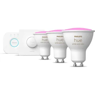 Philips Hue Starter Set 3x GU10 Smart Button Bridge 2.1 White Color Ambiance LED