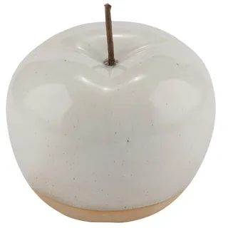 Apfel Deko Keramik Perlmutt Beige Oben Glänzend Unten Matt Frühling Pastell 10cm