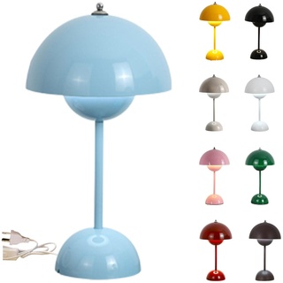 LED Flowerpot Tischlampe mit Kabel, Dimmbar Flowerpot Lamp Pilz Lampe, 3 Regelbare Farbtemperaturen, Schaltersteuerung, Acrylic Lampshade, Dekorative Retro Schreibtischlampe für Schlafzimmer Büro