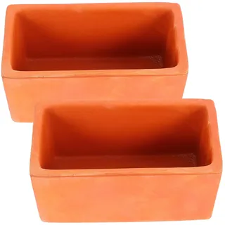 KONTONTY 2 Stück Terrakotta Pflanztopf 2 Stück Rechteckige Kleiner Tontöpfe mit Abflussloch Rot Natürlicher Ton für Sukkulenten und Gartenfensterbank