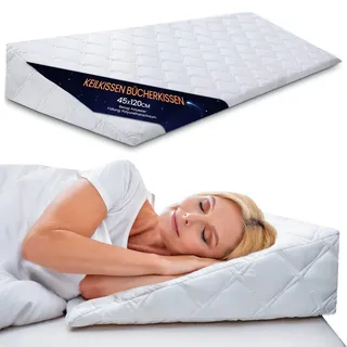 Keilkissen für Bett und Sofa 45x120 cm - Reflux Kissen & Matratzenkeil für Erwachsene – Bettkeil Lesekissen Rückenkissen Kopfteil Betterhöher – Venenkissen Beinkissen Bezug waschbar Oeko-Tex