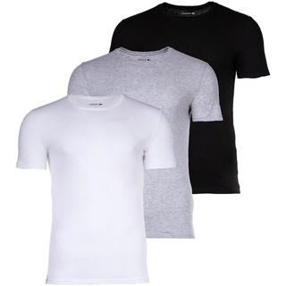 LACOSTE Herren T-Shirts, 3er Pack - Essentials, Rundhals, Slim Fit, Baumwolle, einfarbig Weiß/Grau/Schwarz 2XL