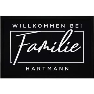 SpecialMe® Fußmatte Willkommen bei Familie Wunschname personalisiert Türmatte rutschfest & waschbar weiß 60x40cm