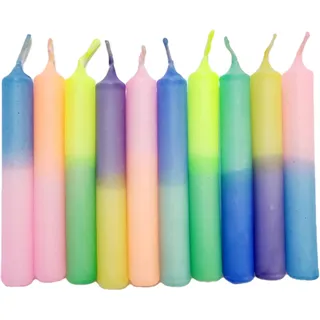 GLOWYBOX® Geburtstagskerzen für Kerzenring Kerzen für Kindergeburtstag bunte Kinderkerzen Geburtstagszug Minikerzen bunt Baumkerzen bunt neon dip Dye Kerzen regenbogen pastell