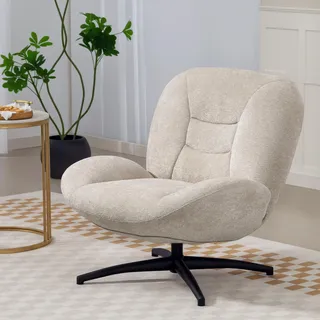 Homcom Relaxsessel Polyester 83 x 85 x 89 cm Cremeweiß drehbar, gepolstert