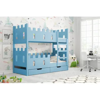 thematys Etagenbett Schlossdesign 80 x 160 cm Kiefer blau