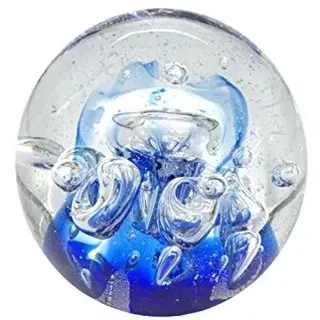 Traumkugel 180 blau mit großen Blasen - Glaskugel, Briefbeschwerer