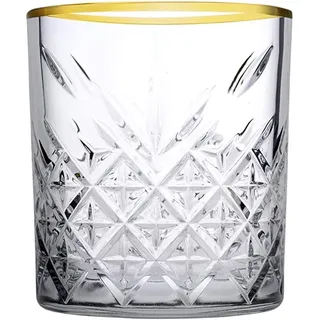 Pasabahce Satz von 4 Gläsern Timeless Goldrand Glas, Transparent, Cl 34,5