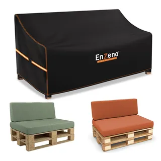 Enzeno Palettenbank Abdeckhaube 160x85x71/61cm für 3-Sitzer Palettensofa Schutzhülle Rattan Sofa Abdeckung Palettenmöbel, Gartensofa Abdeckhauben wasserdicht aus 420D Oxford Gewebe