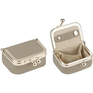 Royal Bagger Mini Schmuckkästchen aus echtem Leder für Damen, Tragbares Schmucketui mit Kiss-Lock-Verschluss, Kleine Schmuckaufbewahrung für Ringe, Ohrringe und Halsketten 1894 (Elefant Grau)