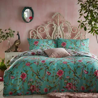 furn. Vintage Chinoiserie Super King Bettbezug-Set, Baumwolle, Polyester, Jade
