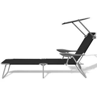 vidaXL Sonnenliege 189 x 58 x 109 cm Schwarz