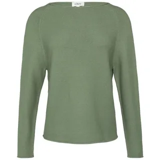 S.Oliver Strickpullover mit U-Boot-Ausschnitt und Rollsaum Dunkles salbeigrün 44