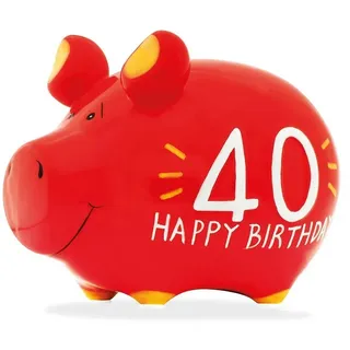 KCG Spardose 40 Happy Birthday Keramik Rot