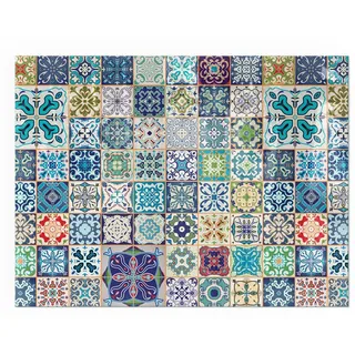 Tulup Glasplatte Rechteck 80 x 60 x 0,4 cm Funkenschutzplatte Blau
