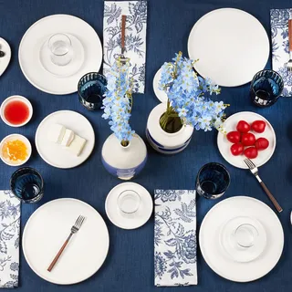 Karaca Cordelia Weiß 26 Teiliges Frühstücksset Perlmutt für 6 Personen oder am Gästestisch Set Frühstücksset, Porzellan Geschirr set Servierteller aus Porzellan