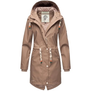 Navahoo Damen Übergangsjacke Regenmantel wasserdicht lang mit Kapuze Tropical Stormoo Taupe Gr. XL - XL