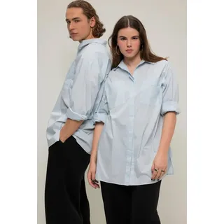 Studio Untold Hemdbluse Oversized Hemd Hemdkragen Langarm Unisex blau M