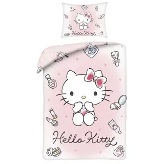 Halantex Hello Kitty Bettwäsche Rosa Polyester 140 x 200 cm + 70 x 90 cm