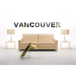 Indigos UG Wandtattoo Wohnzimmer - Wandsticker - Wandaufkleber - Aufkleber - Stadt Name Vancouver mit einigen Sehenswürdigkeiten 60 cm - zur modernen Wandgestaltung im