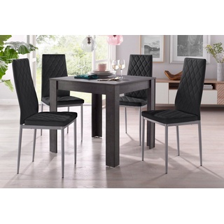 INOSIGN Essgruppe, (Set, 5-tlg), mit Tisch in schieferfarben, Breite 80 cm grau|schwarz