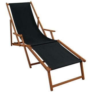 Liegestuhl schwarz Sonnenliege Fußteil Gartenliege Holz Deckchair Strandstuhl Gartenmöbel 10-305 F