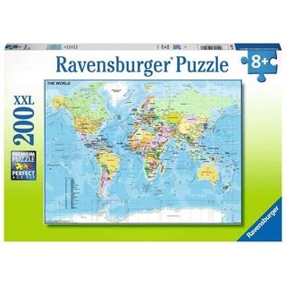 Ravensburger Kinderpuzzle - 12890 Die Welt - Puzzle-Weltkarte für Kinder ab 8 Jahren, mit 200 Teilen im XXL-Format