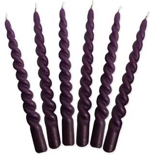 LUMELY dänische Premium gedrehte Kerzen Lila, 6er Pack, Höhe 24cm, Ø 2,2cm, Brenndauer ca. 7 Stunden, bunte Stabkerzen gedreht, Leuchterkerzen, Deko Kerzen Set, Dänische Kerzen (Lila)
