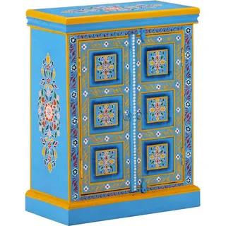PUEAZU Sideboard Massivholz Mango Türkis Handbemalt - Kommoden &14123 - Türkis