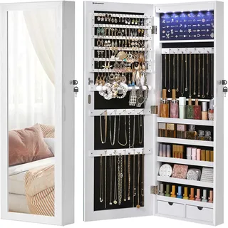Songmics Schmuckschrank hängend mit 6 LED-Glühbirnen
