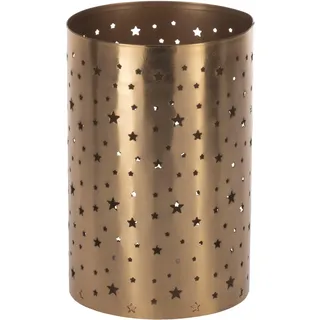 EGLO LIVING Windlicht Lugait, Teelichtglas mit Sternen | Deko Weihnachtstisch Wohnzimmer, Tischdeko Weihnachten, Adventsdeko aus Metall in Gold, Ø 11 cm, H 17 cm