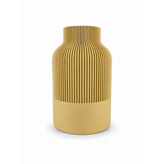 Design Vase Japandi - 22 cm Senfgelb - für Trockenblumen & Schnittblumen | herausnehmbarer wasserdichter Einsatz, modernes skandinavisches Deko Design, Scandi, Pampasgras, Made in Germany, bruchsicher