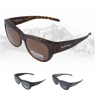 Gamswild Sonnenbrille UV400 Sportbrille Überbrille, polarisiert, universelle Passform Damen Herren Modell WS4032 in schwarz, braun, grau braun
