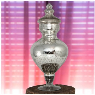 Antikas Dekovase Glas Vase, Pokal, Urne, Vase, Deko-Flasche, Dekoration silberfarben