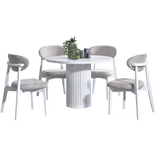 JV Möbel Lakonischer Designertisch 100 x 75 x 100 cm weiß