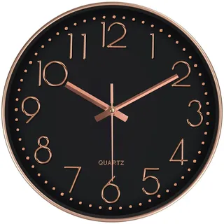 Mabpedo Rosegold 20cm Wanduhr Klein, Leise Analog Wohnzimmeruhr für Zuhause | Leise Wanduhr mit Gehärtetem Glas, Rosegold-Rahmen und Großen Zahlen Ist Ideal für Wohnzimmer, Schlafzimmer Oder Büro Küchen