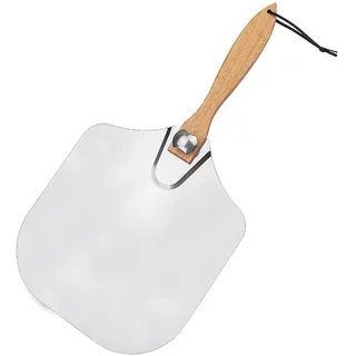 63,5 cm Pizzaschaufel aus Aluminium mit klappbarem Holzgriff | Pizzaheber für Pizzastein | Brotschieber | Pizzabrett | Ofenschaufel XL | klappbarer Pizzaschieber mit großer Fläche - 30,5cm x 35,5cm