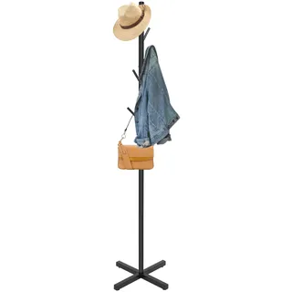 TFGXUE Kleiderständer aus Metall, 176 cm Robust Garderobenständer, Jackenständer Stehend, Modern & Einfach, Clothing Rack mit 7 Haken, Schwarz
