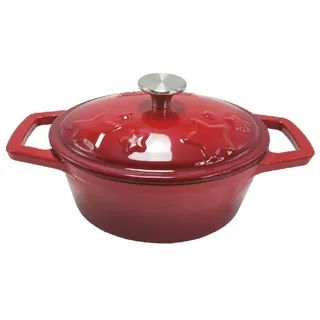 Grillfürst Bratentopf Grillfürst Dutch Oven Sternentöpfchen / Gusseisen Bräter - emailliert - S - rot