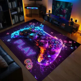 Gaming-Teppich Für Jugendzimmer Jungen Kinder, Coole Gamer Teppiche Mit Gamepads Pc Controller Motiv Design, Rutschfeste Teppich Für Kinderzimmer, Dekoration Für Gaming-Zimmer (Colour 5,160x230cm)